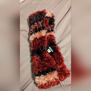 Soft Deep red/pink striped scarf